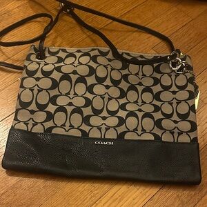 Coach Signature Black and Tan Crossbody Bag